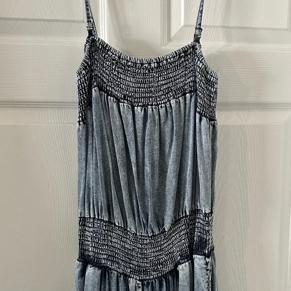 Oli & Hali Dusty Blue Tiered Maxi Jumpsuit with Smocked Waist - Picture 3 of 5